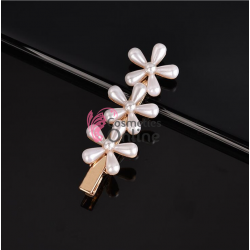 Clema pentru par metalica AGF020KK - Aurie cu perle